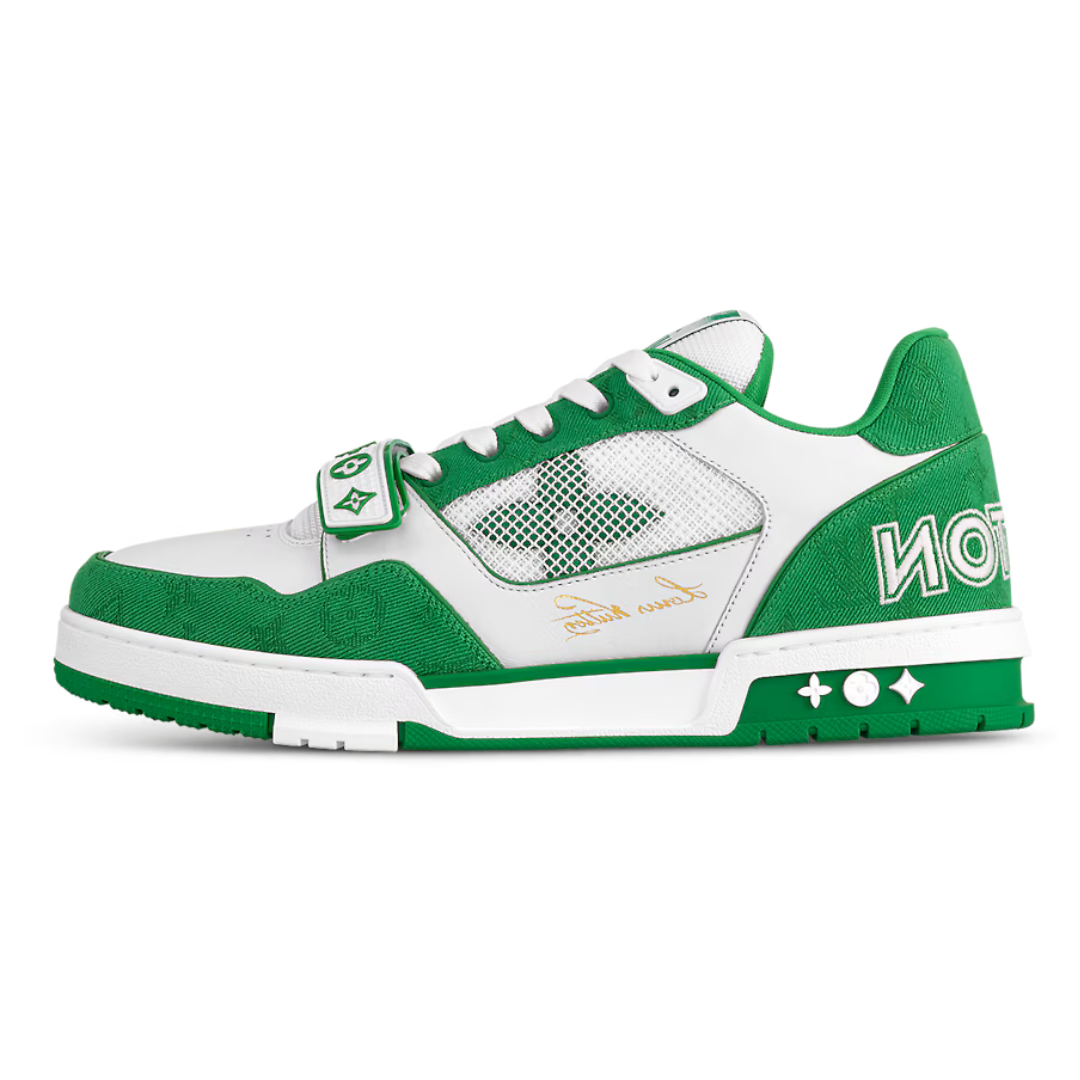 ELADÉLE MONOGRAM GREEN DENIM TRAINER