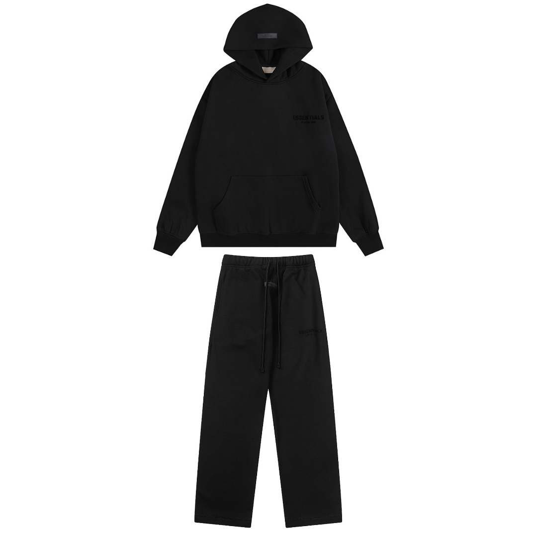 ESSENTIALS RELAXED BLACK TRACKSUIT