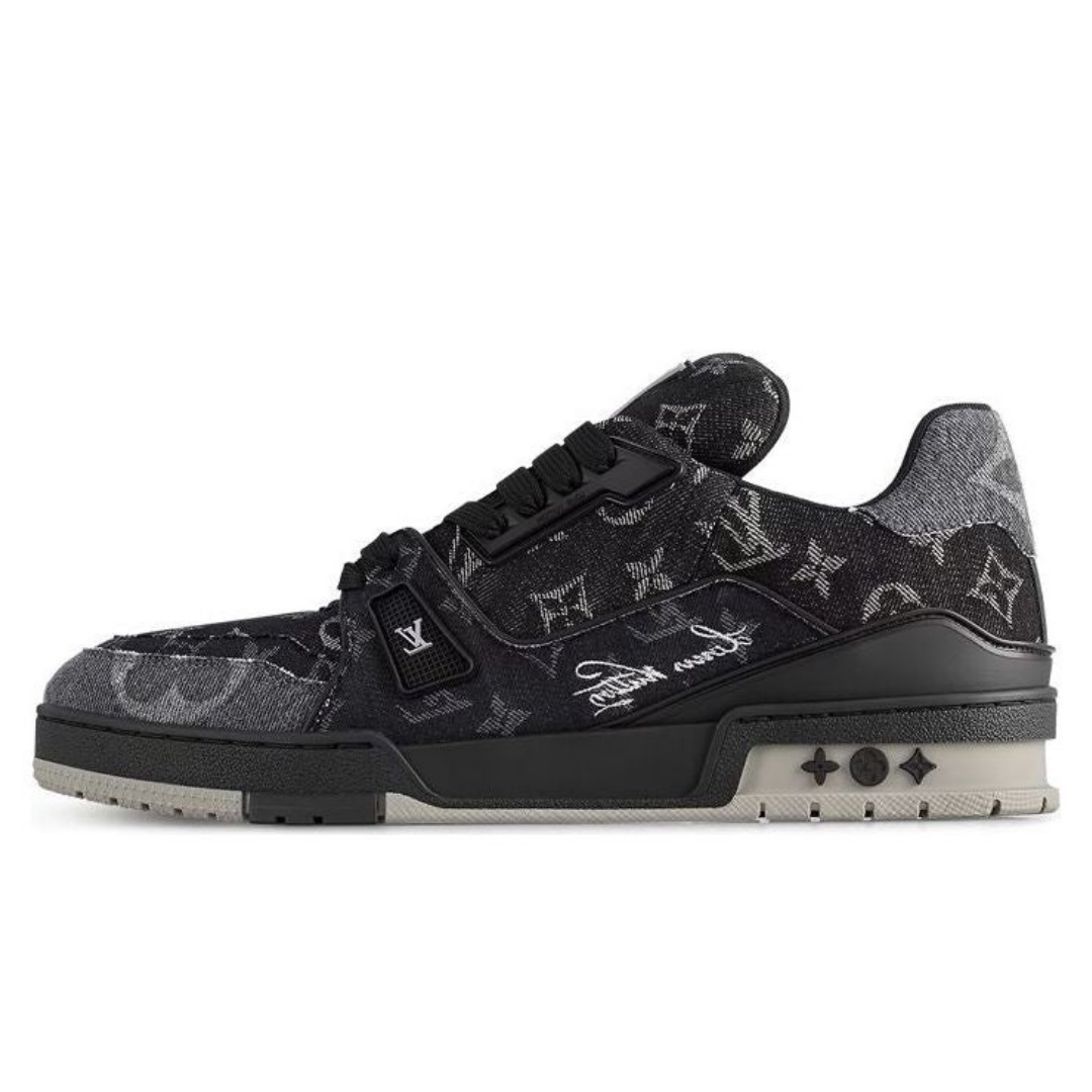 ELADÉLE MONOGRAM BLACK GREY DENIM TRAINER