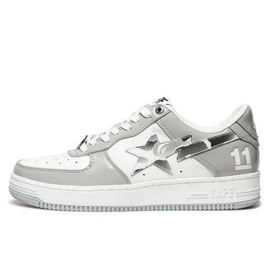ELADÉLE BAPE BAPESTA WHITE SILVER GREY