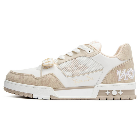 ELADÉLE MONOGRAM BEIGE DENIM TRAINER